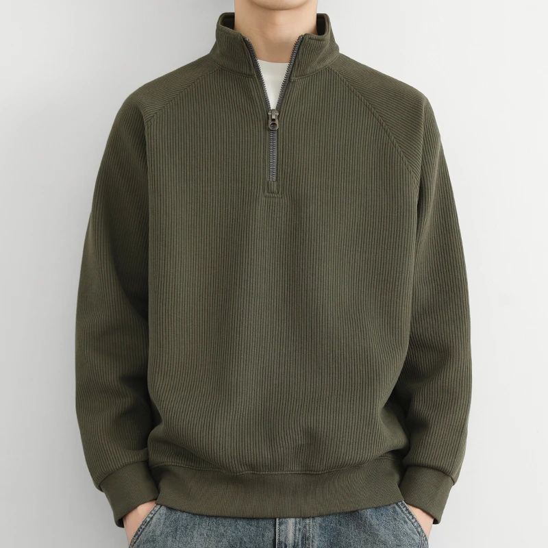 重磅美式半拉链卫衣男士长袖2025新款春秋冬季休闲立领外套上衣服
