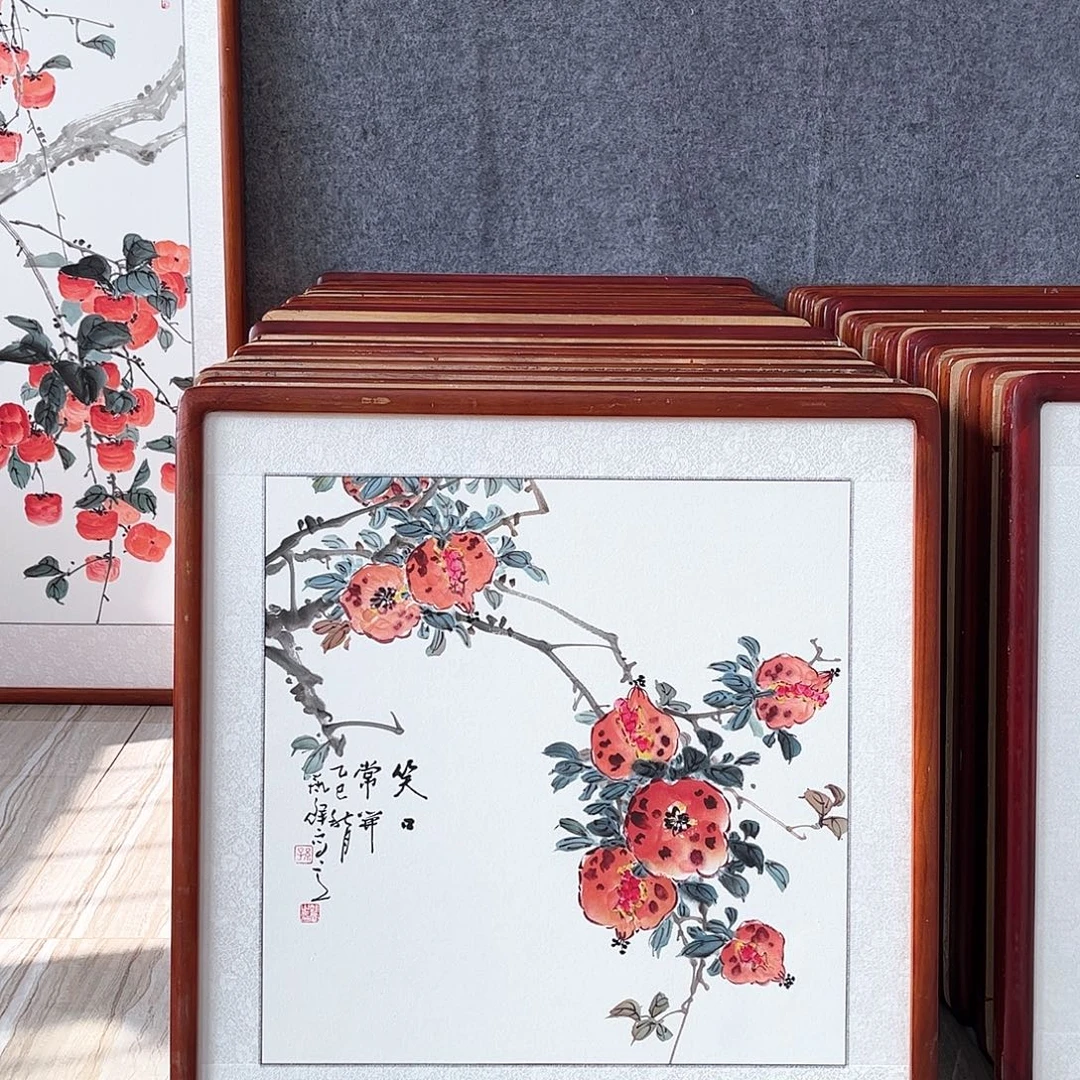 国画书画作品带框63×63