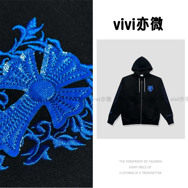 【 vivi亦微】-印花拉链连帽卫衣-M0186