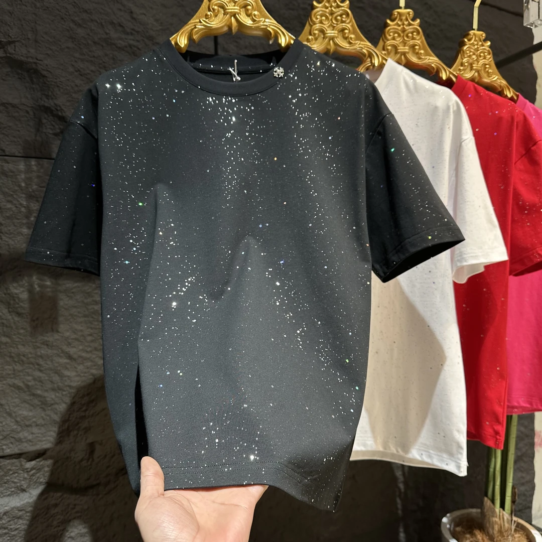 2025早春新款男士高品质亮片T恤
