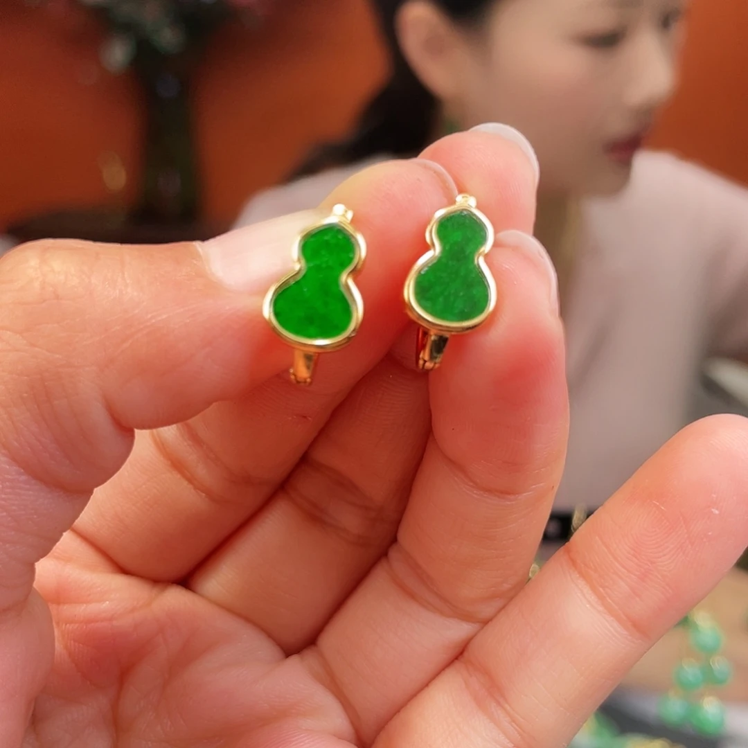 翡翠银S925镶嵌耳饰