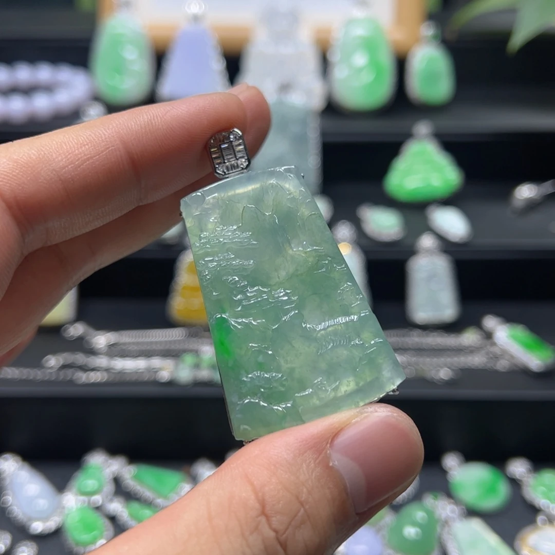 颈饰银S925镶嵌翡翠天然翡翠