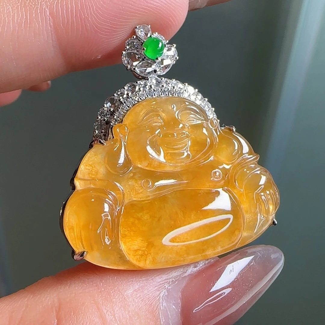 翡翠18K金镶嵌颈饰天然翡翠
