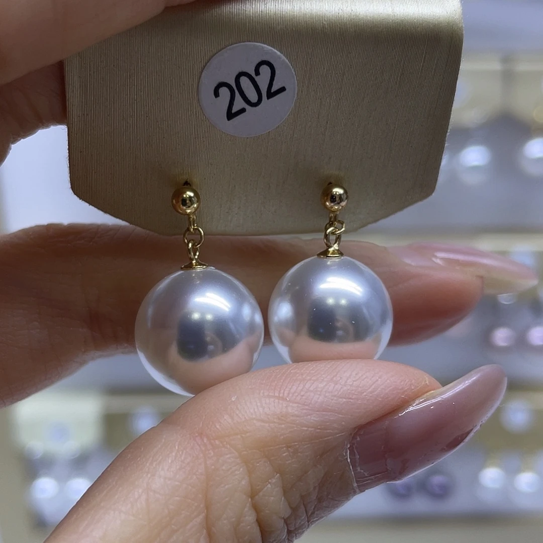 耳饰银S925镶嵌淡水珍珠