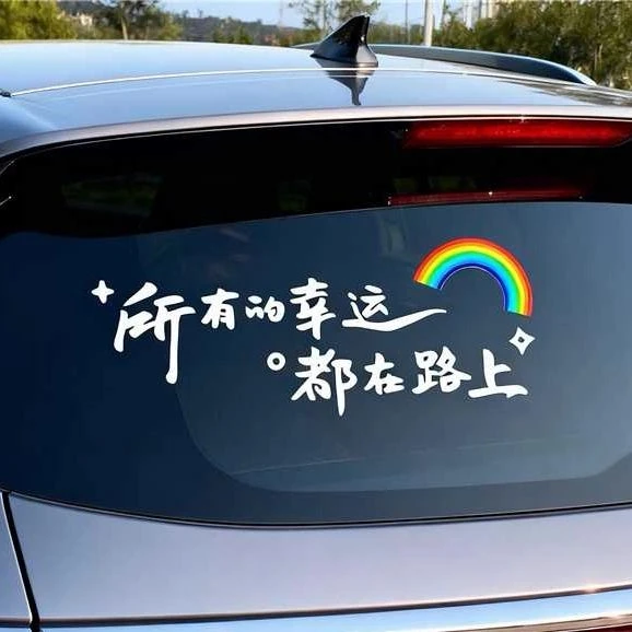 所有的幸运都在路上天窗贴励志治愈文字贴创意后档装饰汽车身贴纸
