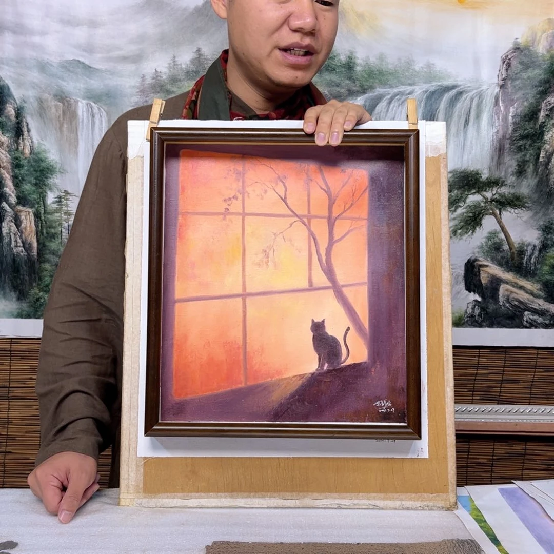 油画行路人小院绘画作品竞拍
