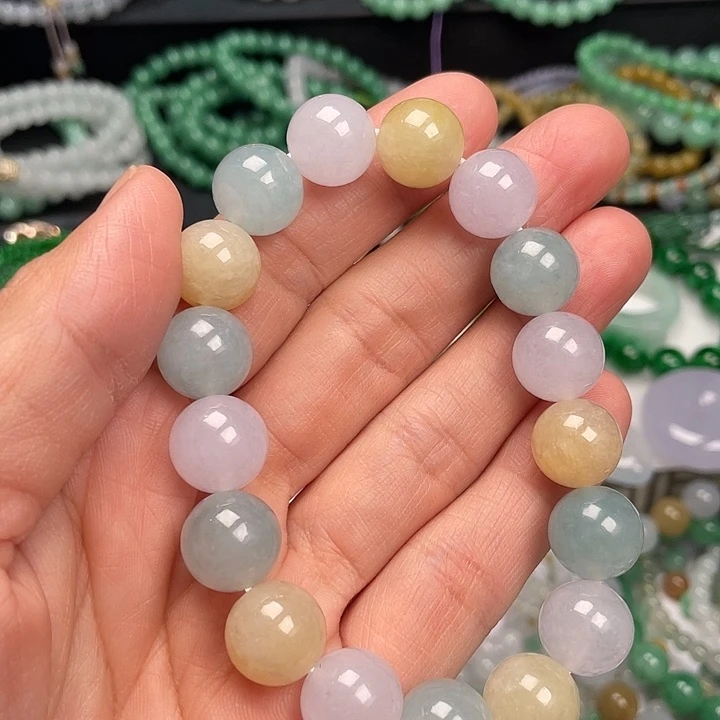 翡翠未镶嵌手链卡12+手串多宝手串