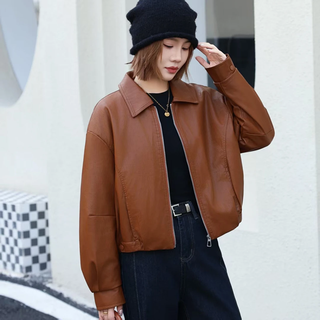 皮衣外套女2025年新款秋冬季机车短款美拉德穿搭小个子加厚皮夹克