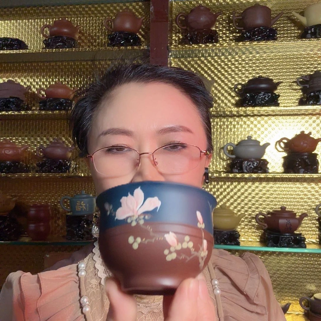 紫砂茶杯双色手工紫砂小茶杯