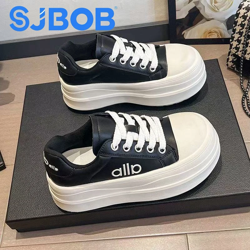 SJBOB丑萌大头面包鞋女2025秋季新款小个子厚底增高百搭松糕板鞋