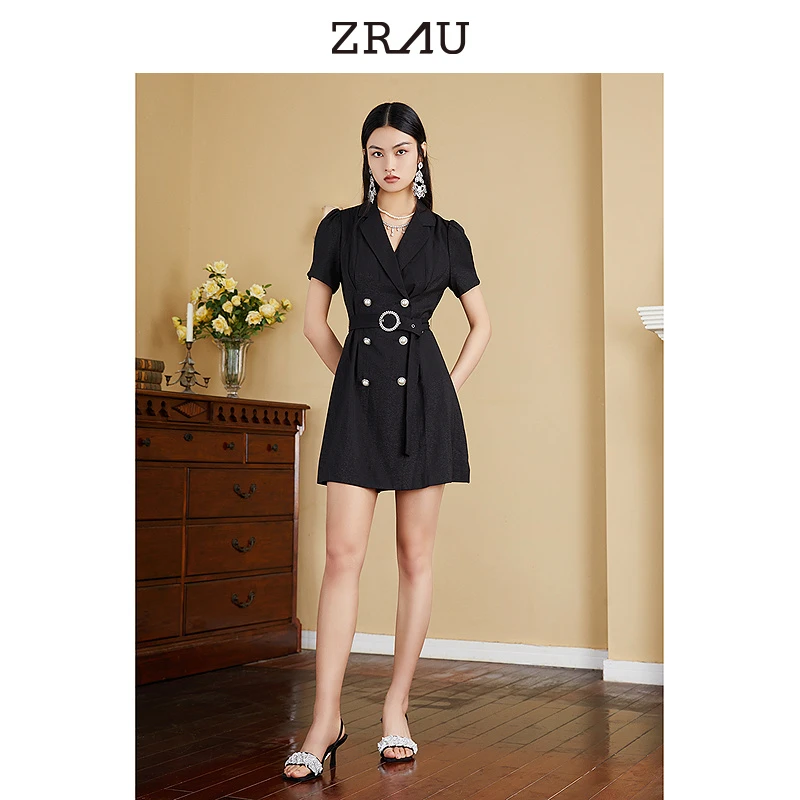 【媛媛女王专享】ZRAU经典小黑裙精致优雅大方连衣裙A1021302138