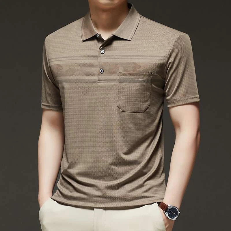 2025新款男士设计款POLO衫经典口袋翻领短袖休闲商务百搭上衣