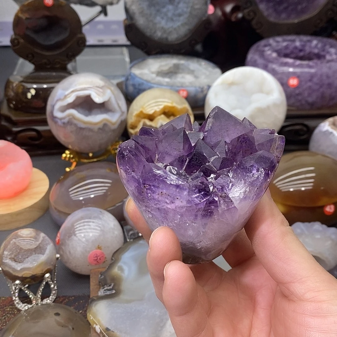 摆件未镶嵌紫晶手捧花