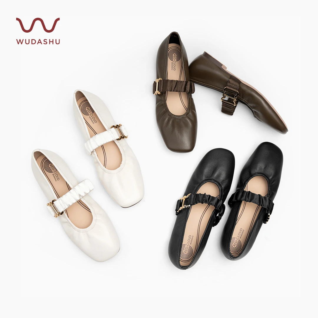 吴大叔红云鞋真皮法式气质平底减龄玛丽珍鞋女软底小皮鞋Z286