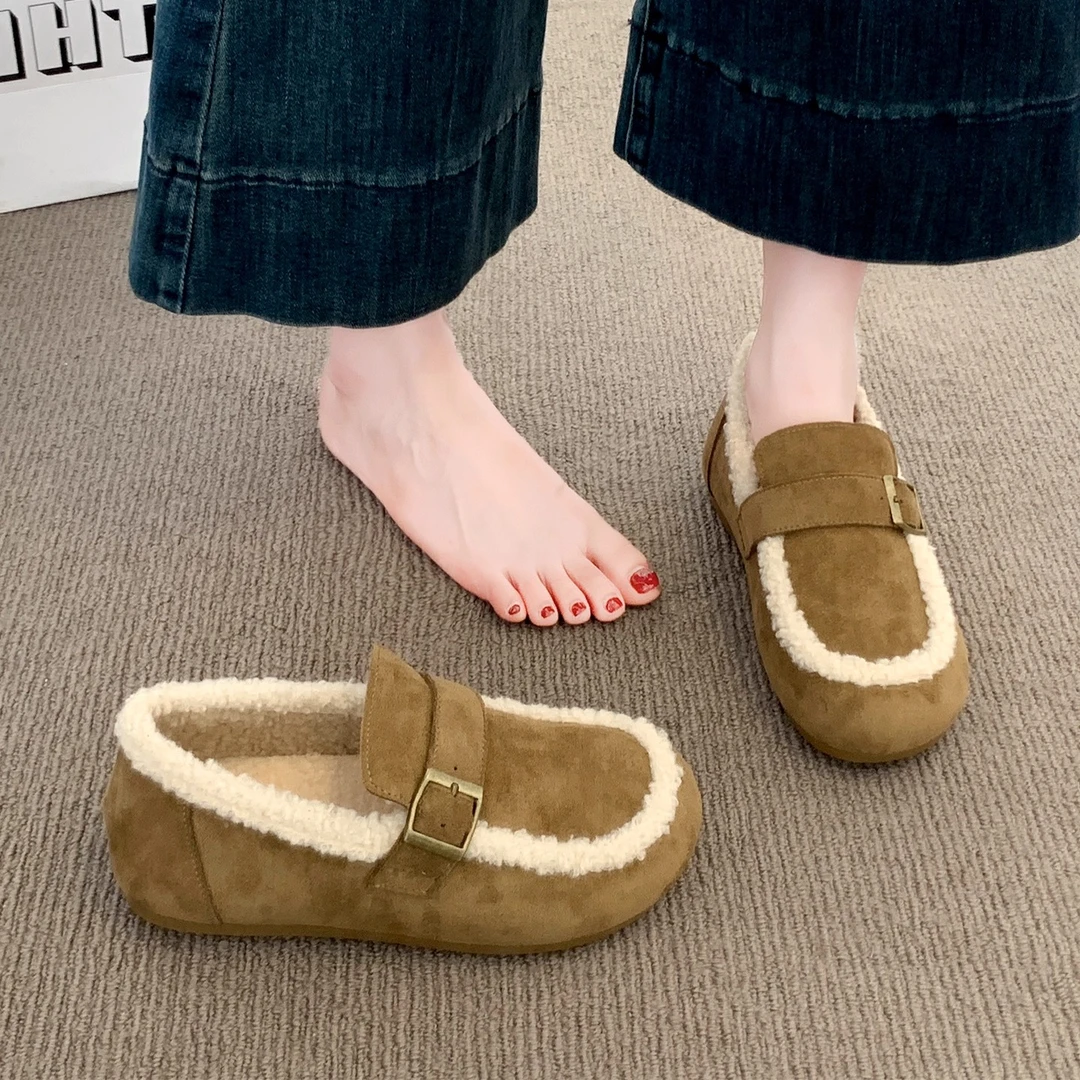 全包勃肯鞋女2025新款秋冬季一脚蹬孕妇鞋博肯棉鞋子毛毛鞋豆豆鞋