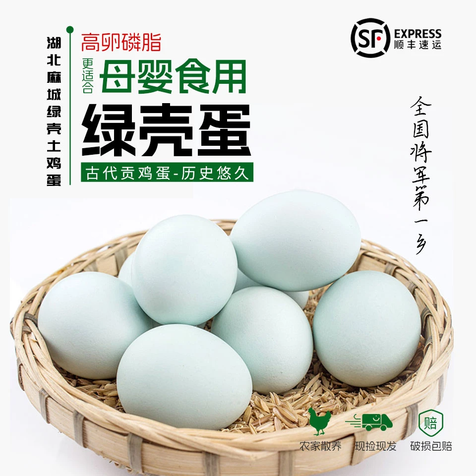 【50枚顺丰发货】正宗大别山绿壳跑山鸡蛋30枚/50枚山地散养