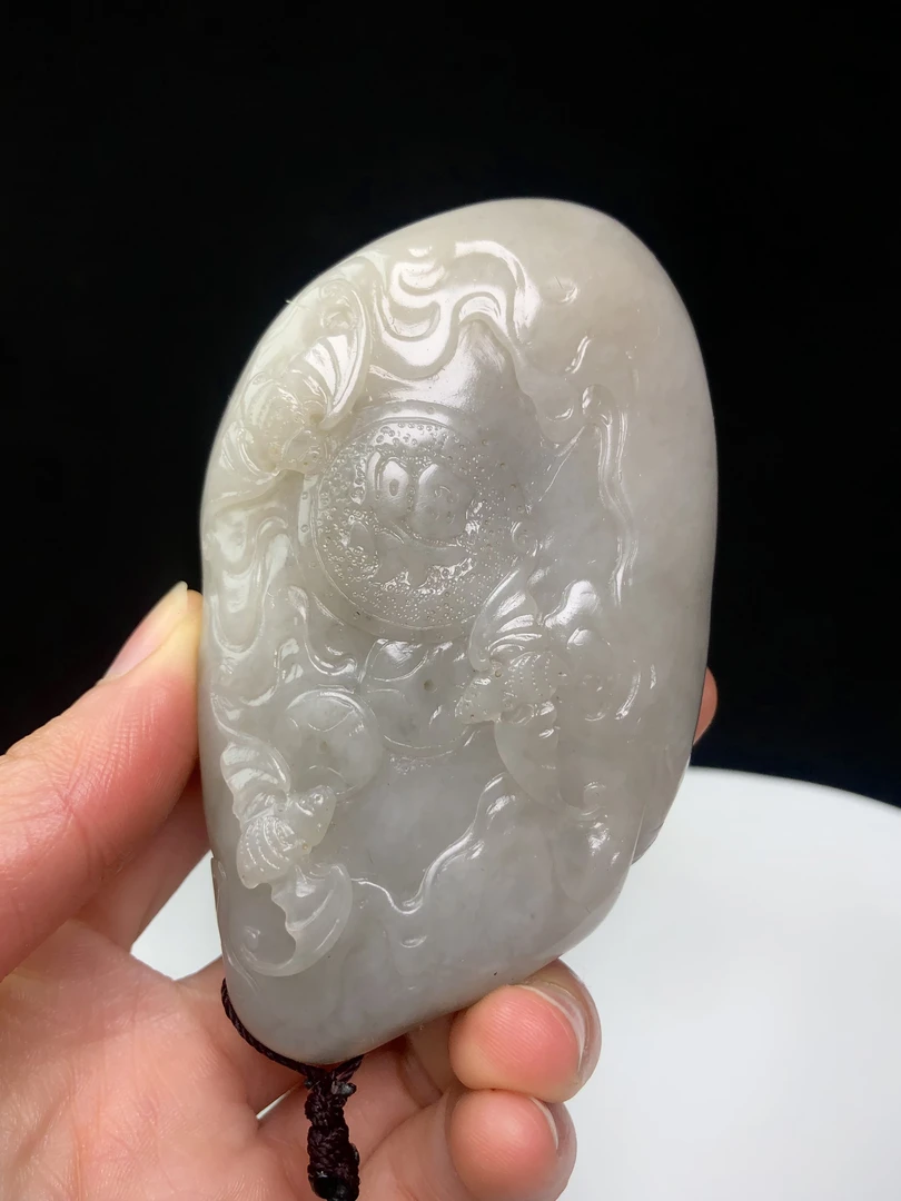 寿山高山晶荔枝冻带丝手把件