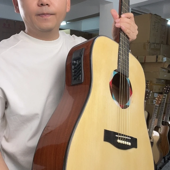 电箱款特价微瑕捡漏41寸云杉桃花芯单板民谣吉他