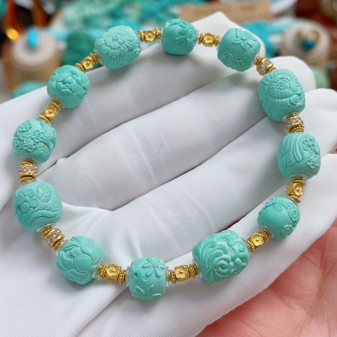 绿松石18K金镶嵌珠宝奇石