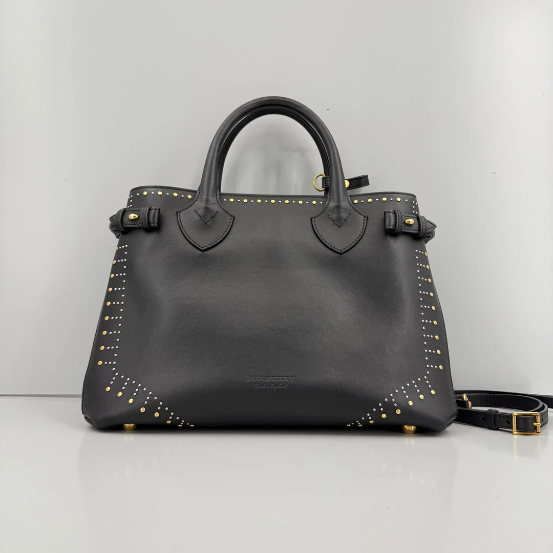 95新 BURBERRY/博柏利 优选/班纳中号黑色手提包/35x23x16