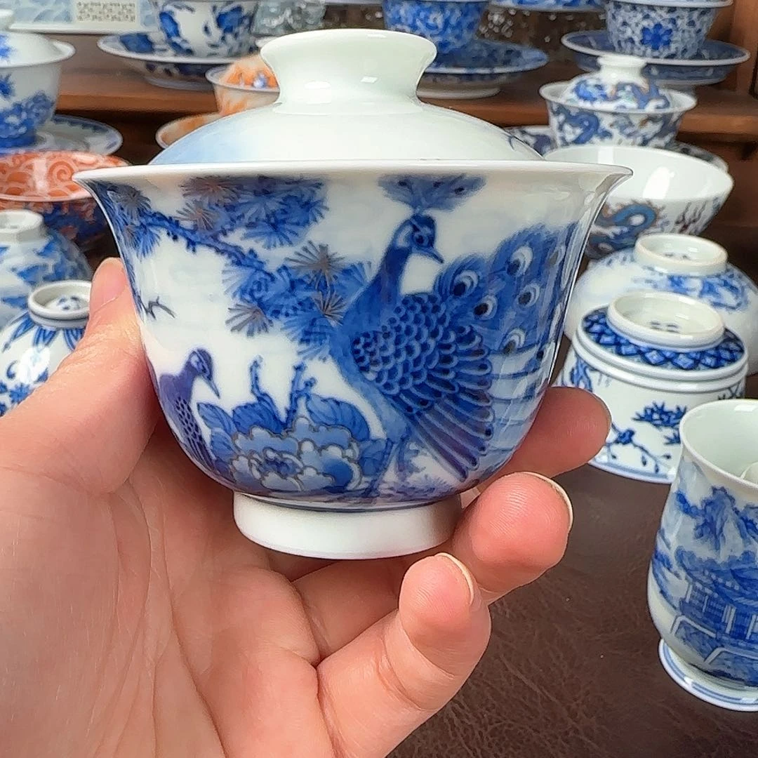 杯青花釉下两才盖碗