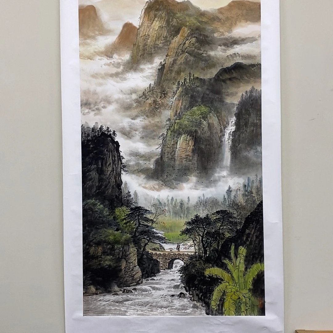 涛***旧国画周顺良四尺精品带框