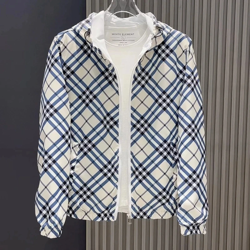 春秋潮品夹克外套男士两面穿连帽时尚休闲百搭春季潮流宽松