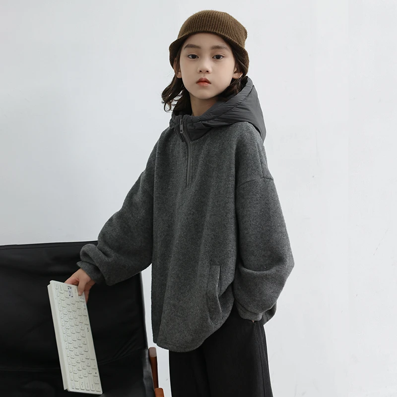 【2025秋冬款上新】男童加绒卫衣中大儿童保暖连帽上衣男孩秋冬装潮