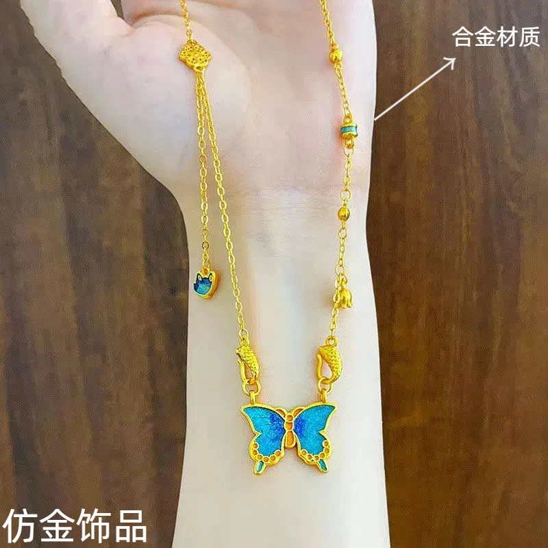 合金项链蓝蝴蝶合金项链