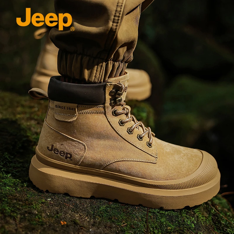 JEEP/吉普英伦风中户外休闲帮男士防滑马丁靴真皮鞋时尚冬季男士