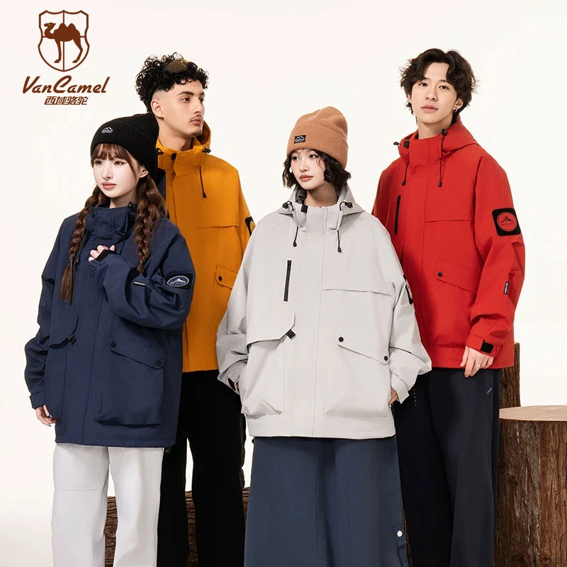 VANCAMEL/西域骆驼户外宽松工装连帽情侣休闲夹克外套HNBC5088