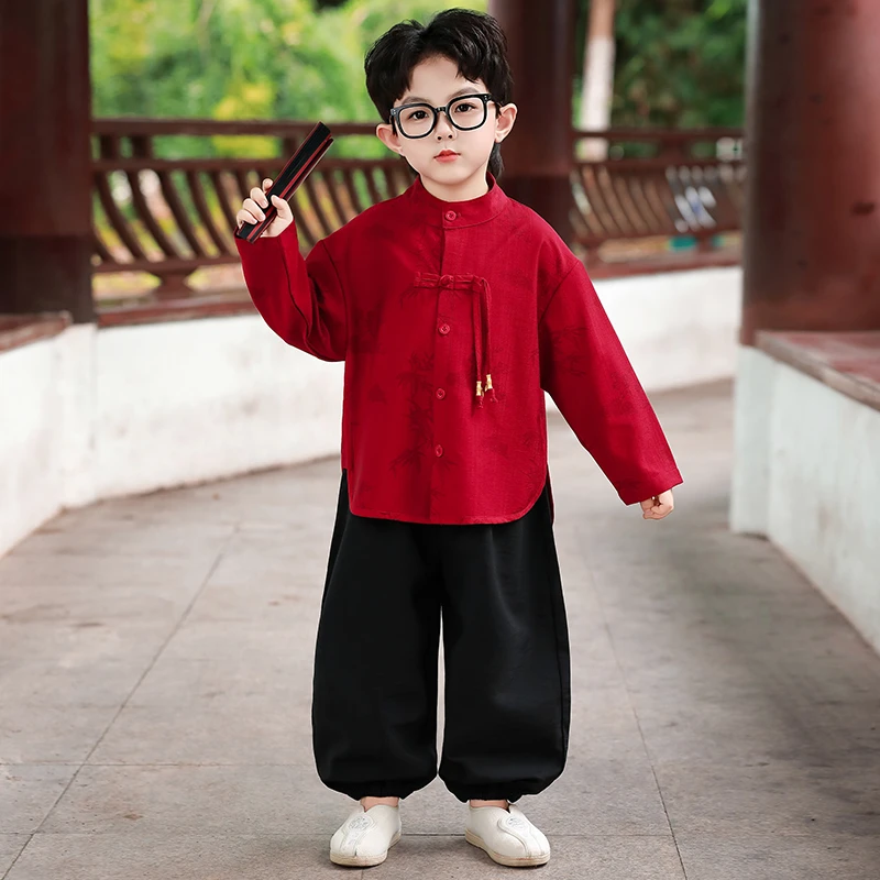 儿童秋款新中式外套男宝宝国风盘扣民族古风幼儿园表演服唐装汉服
