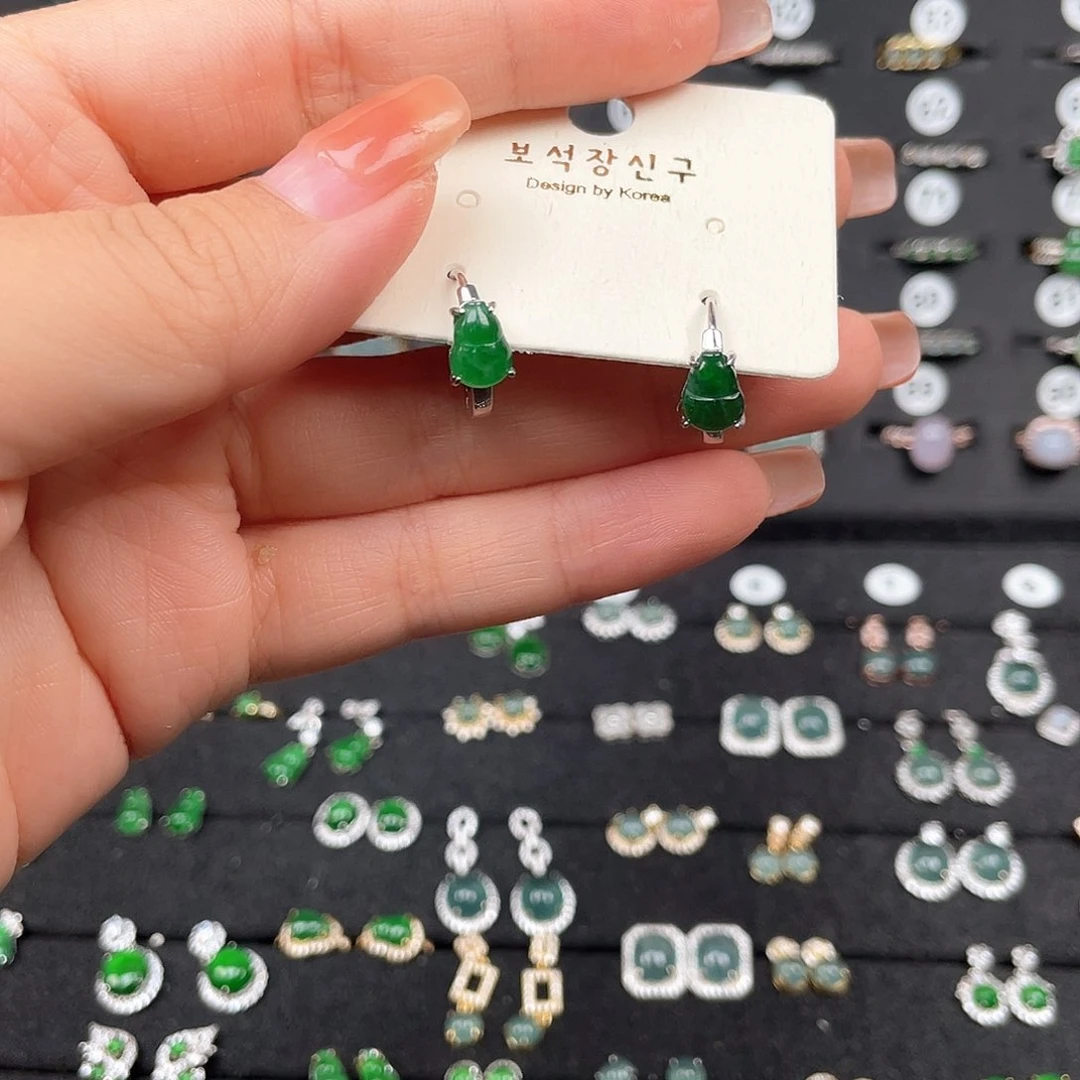 翡翠银S925镶嵌耳饰0000