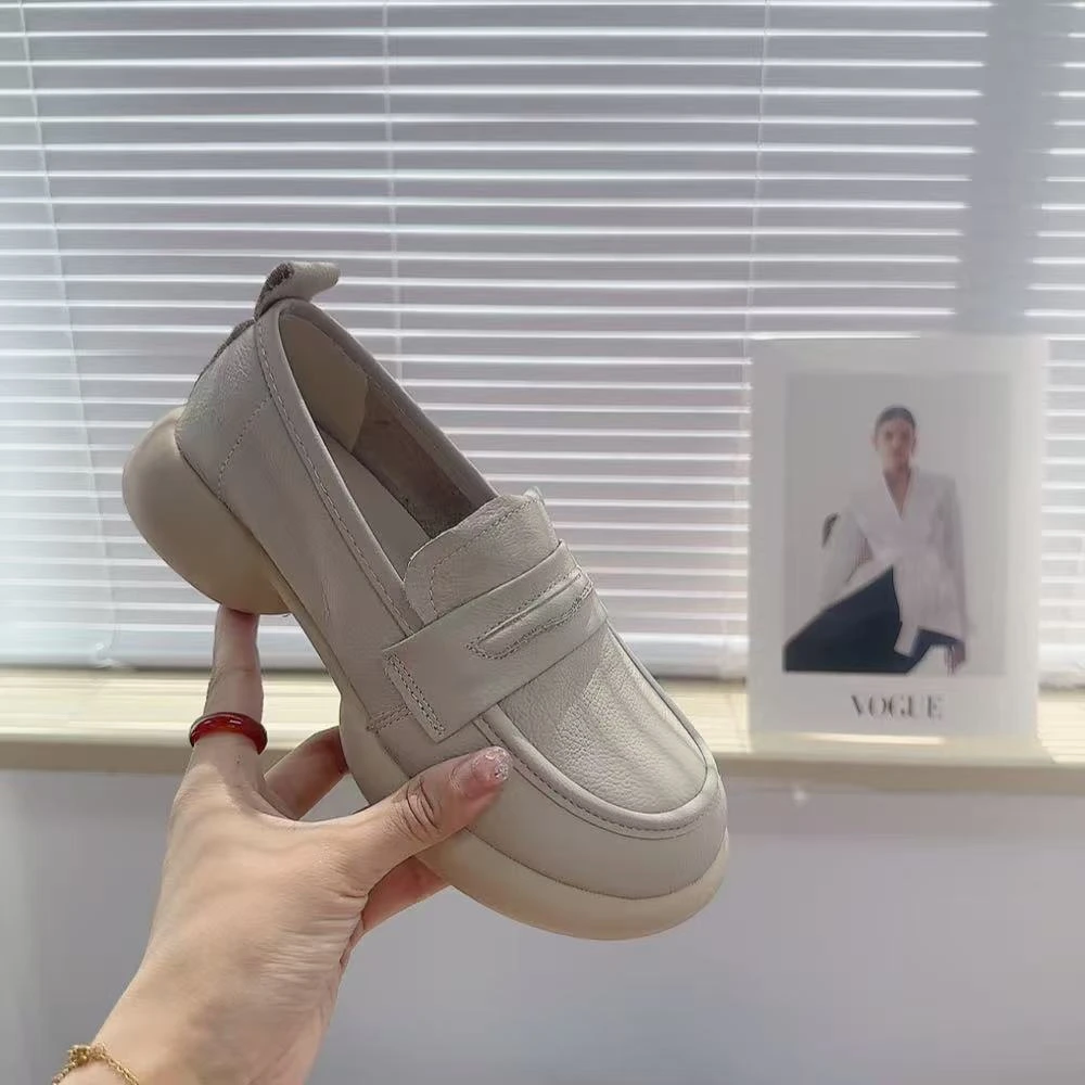 23058新款圆头舒适百搭软底乐福鞋仓