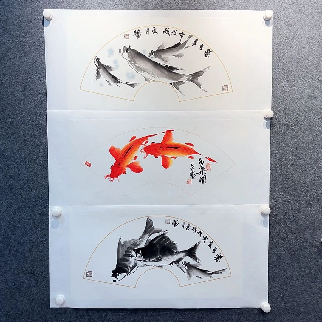 国画知鱼之乐纯手绘画心