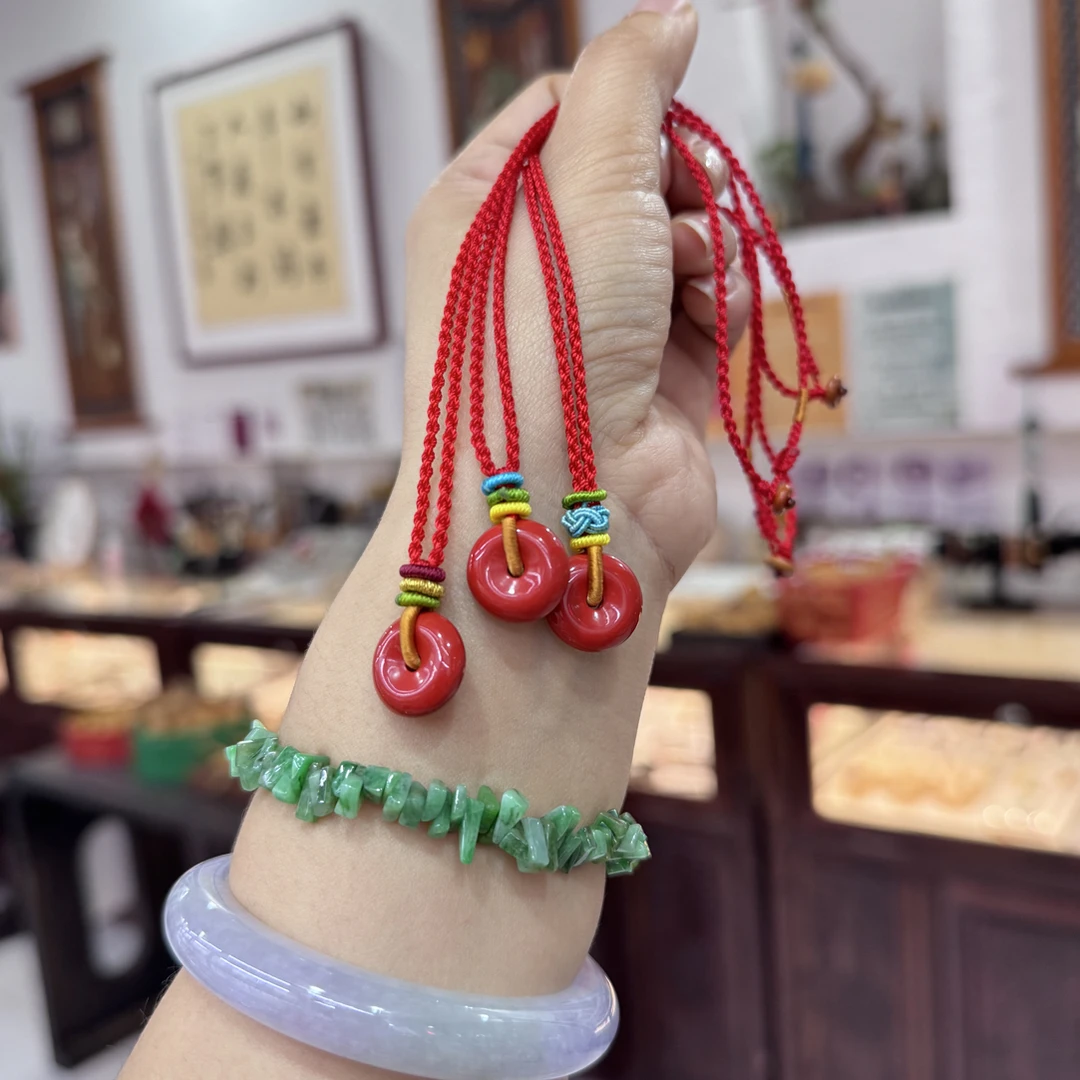 非金属木质吊坠 手工精编绳平安扣小吊坠