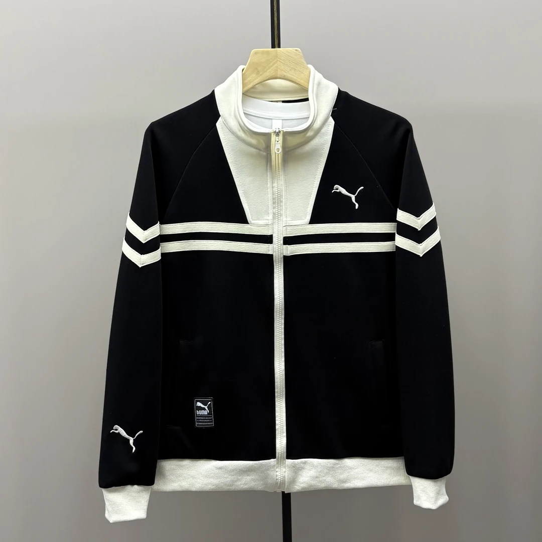 1056男士新款针织帅气修身休闲时尚立领刺绣运动夹克百搭外套