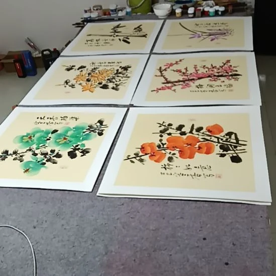 l***q竖款写意画六张50cm×50cm