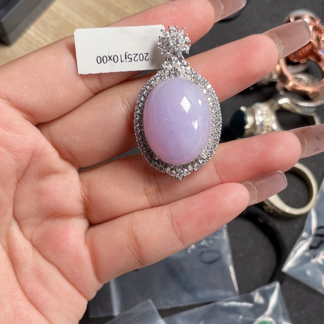 翡翠银S925镶嵌挂件