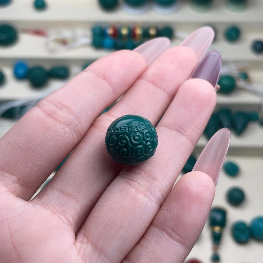 颈饰玻璃地狱色回纹14圆珠