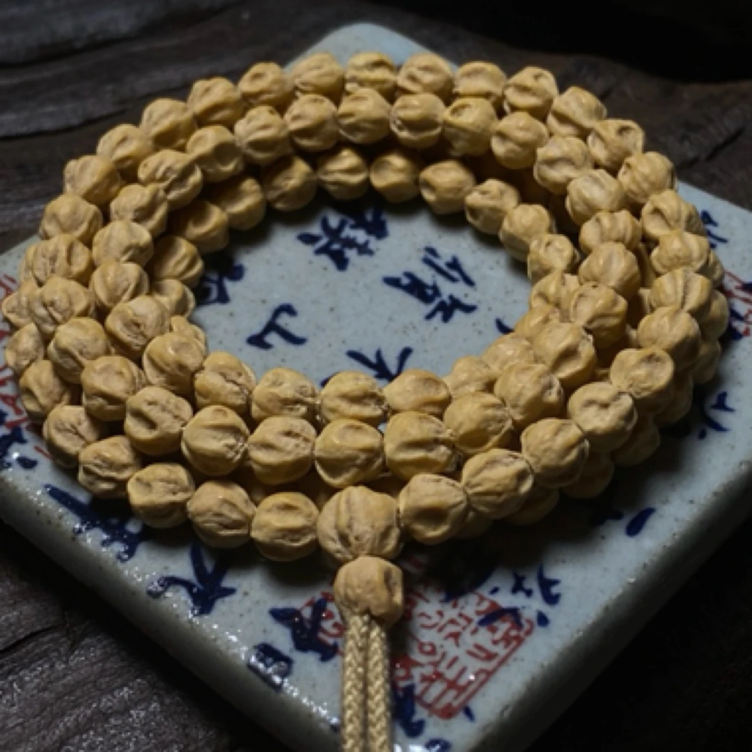 热振柏香籽「玄谷」姜黄皮狂野深坑龙脊百香108文玩手串木作
