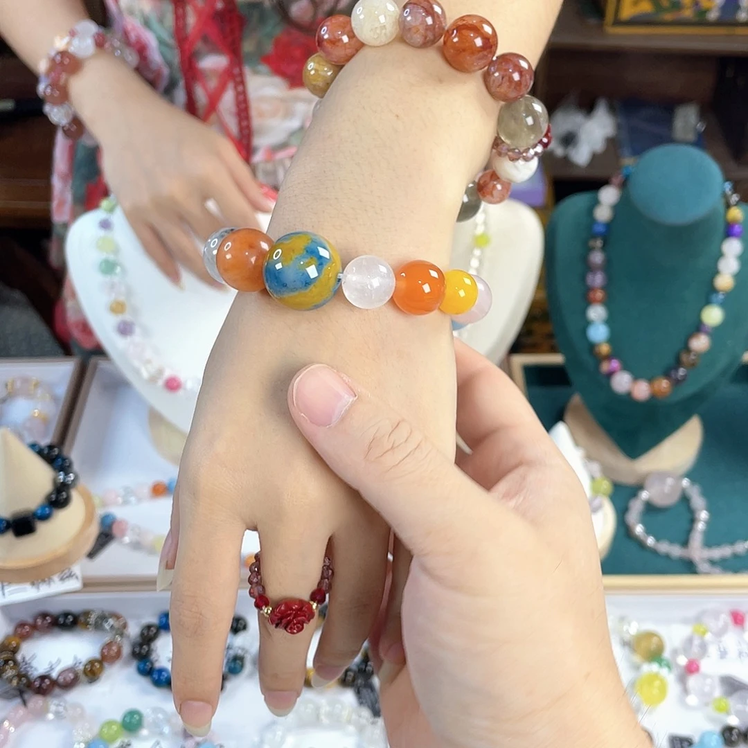 水晶手链银S925镀金镶嵌