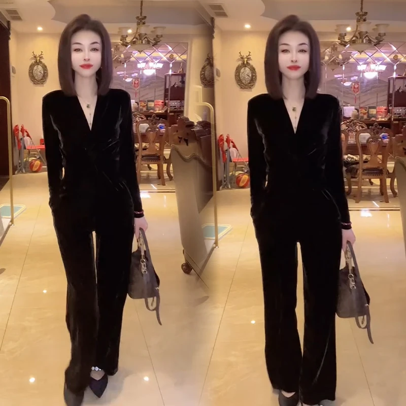 2025秋冬新款时尚显瘦气质网红高档套装女高级百搭宽松大码两件套