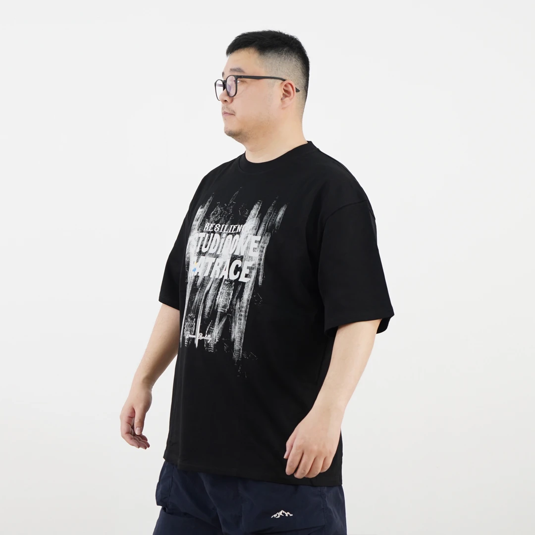 纯棉全棉。男士短袖印花T恤衫宽松休闲胖子大码25夏季新品ST-3186