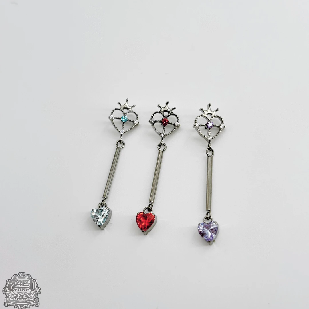 铁合金合成锆石耳饰 24区 钛合金审判之心穿刺穿孔耳垂耳骨吊坠