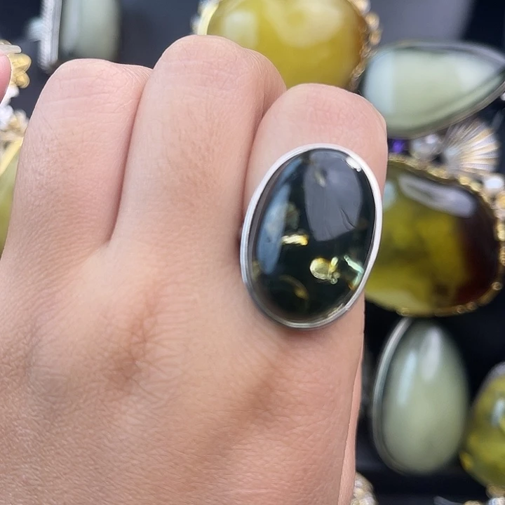 琥珀银S925镶嵌裸石