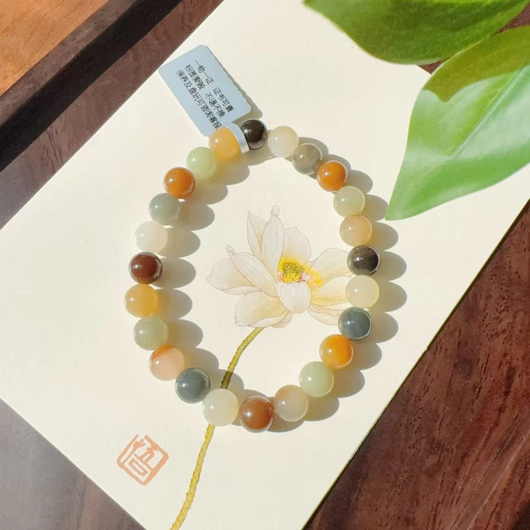 和田玉新疆料楼兰三色手串