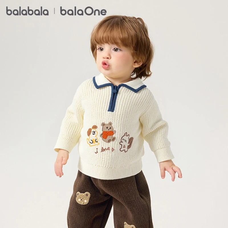 【balaOne】巴拉巴拉儿童毛衣男童女童2025冬新款线衫婴儿宝宝针织