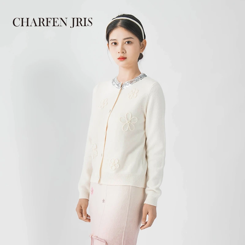 朝峰冬季时尚百搭提花毛织开衫衫FJE5E680-6110J