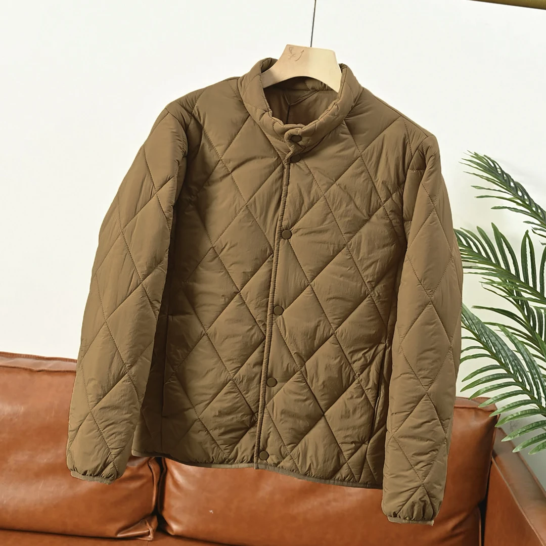 秋冬新品！立领菱格宽松羊毛蚕丝棉服外套F687